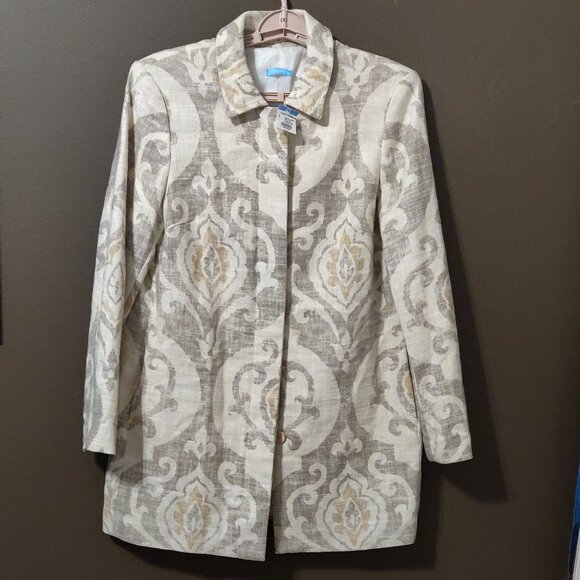 J. McLaughlin Berkshire Linen Blend Medallion Tapestry Coat LARGE NEW WITH TAGS - Picture 1 of 7